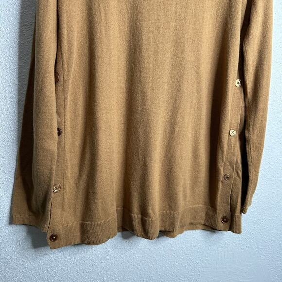 Talbots Lambswool Blend Side Button Sweater Size Small Brown Pullover - Picture 3 of 6
